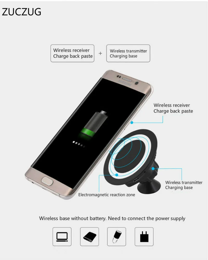 ZUCZUG Universal Vehicles Cars Mounted Wireless Charging