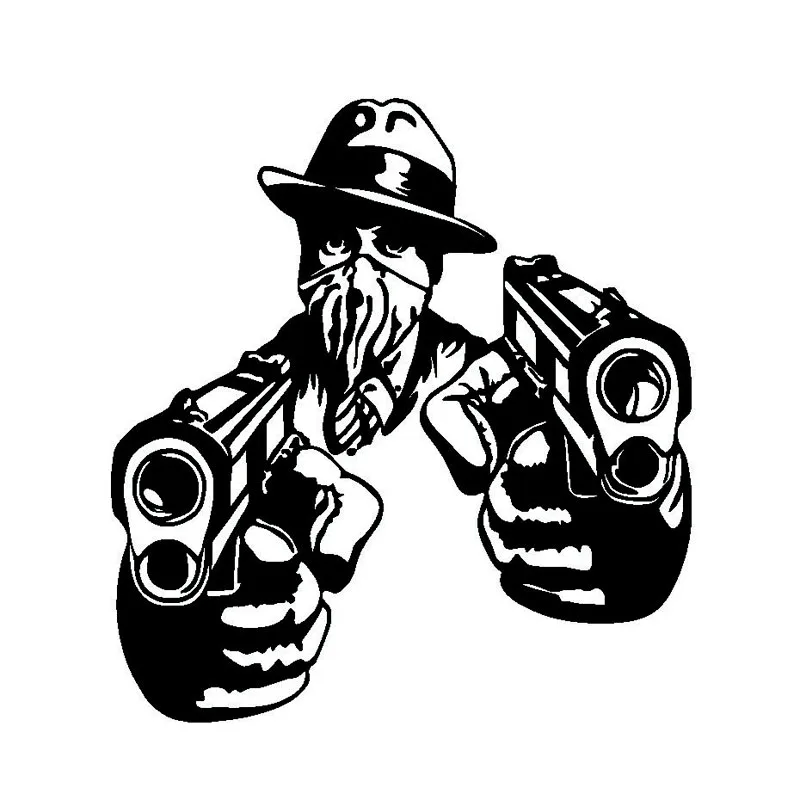 14.4*15.5CM Gangster With Guns Vinyl Decals Bumper Car Tail Decorative Stickers C4-0946