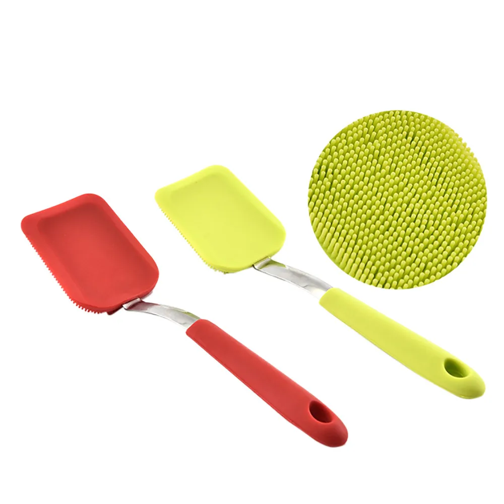 Multifunction Kitchen Cleaning Brush Long Handle Silicone Pot Dish