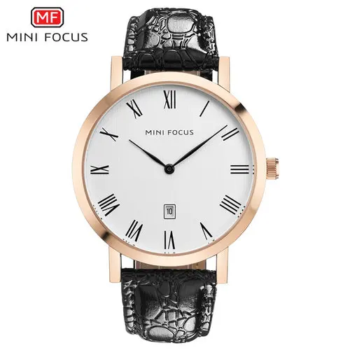Мини фокус повседневное часы для мужчин Мода кварцевые s часы лучший бренд класса люкс коричневый натуральная кожаный ремешок, календарь Relogio Masculino - Цвет: RM RG WHITE