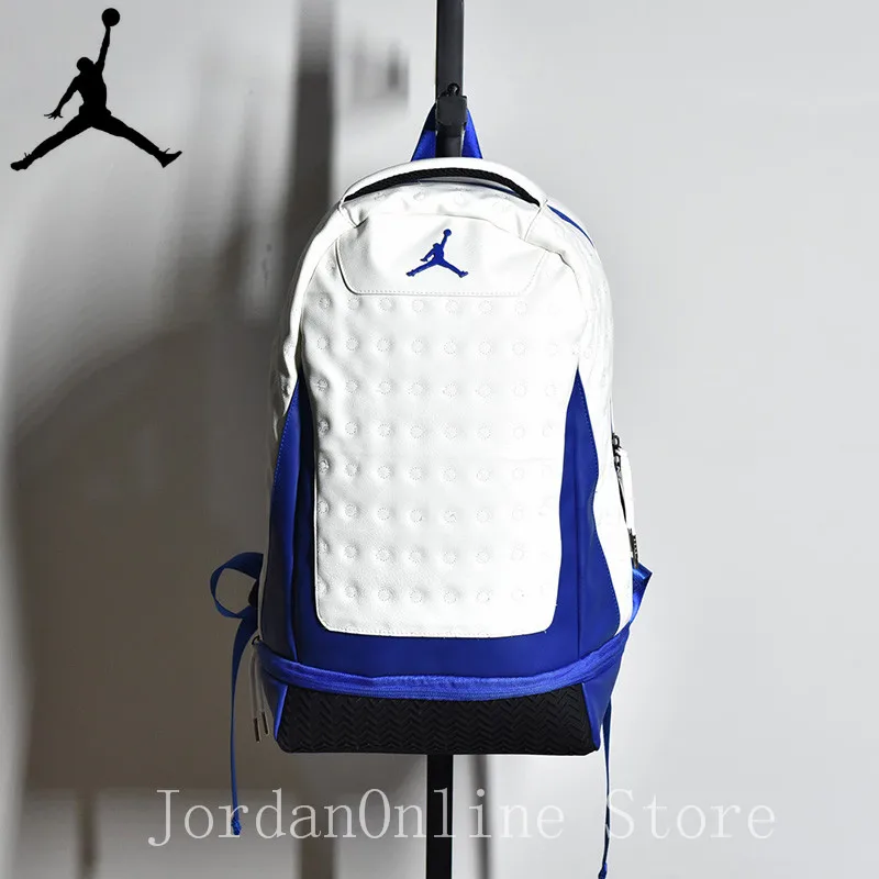 

Original Jordan Retro AJ13 Sport Bags Men Women Bookbag Climbing Laptop Bag Sport-Backpack Quality Couple Bag White Blue Color