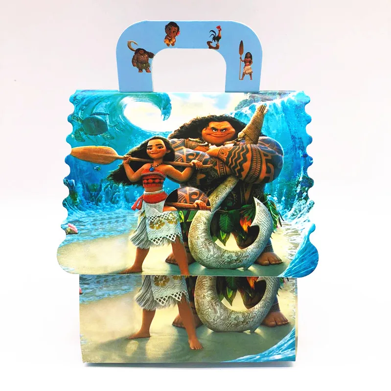

New 6pcs /lot Children's Birthday Party Moana Theme Gift Box Candy Bag Party Decoration