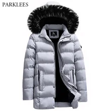 Для мужчин s Зимняя парка теплые куртки и пальто Для мужчин шапка Съемная утепленная куртка Верхняя одежда одноцветное Цвет карман на молнии парка Hombre 3XL