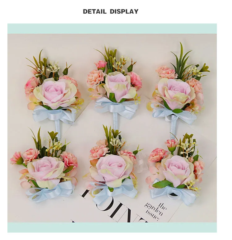 bridesmaid bracelet wedding corsage flowers roses artificial  (10)
