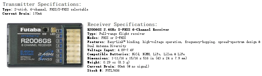 Futaba T6J 2,4G S-FHSS пульт дистанционного управления с R2006GS приемником для вертолета