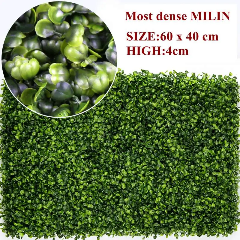 Зеленая стена 40*60 см, популярный зеленый Растительный настенный дом, зеленое растение, искусственный цветок, пластиковая гирлянда, искусственные цветы на стену - Цвет: Most dense MILIN