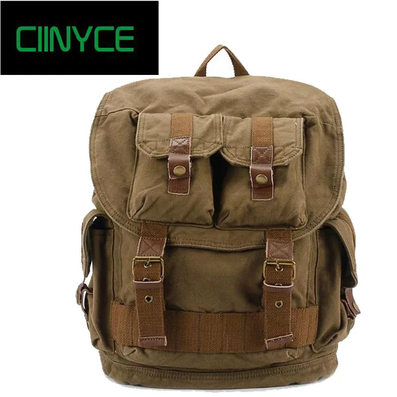 

Mountaineering Canvas Travel Back packs Fashion Men Vintage Designer Student Male Laptop Bags High Capacity Solid Backpack