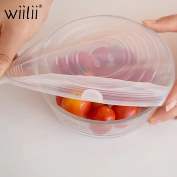

WIILII 6Pcs/set Silicone Food Keeping Wrap For Fruit Fresh Cover Multifunctional Stretchable Bowl Cover Stretch Lid