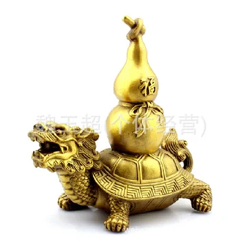 

Fu Lu Feng Shui Copper Dragon Turtle Gourd Furnishing Articles Household Ornament Brass Home Decoration