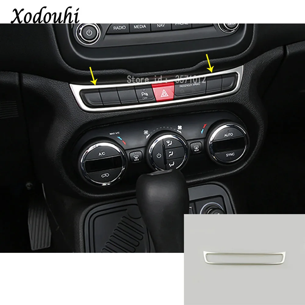

For Jeep Renegade 2016 2017 2018 car Stainless steel Parking Warning light outlet conditioning vent air trim frame lamp 1pcs