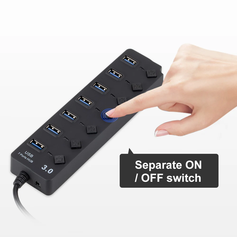 USB 3 0 концентратор сплиттер 7 портов w/вкл/выкл выключатели подключи и играй