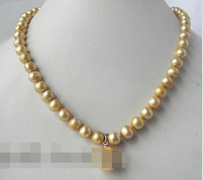 

0908 Champagne Round Freshwater Pearl Shell Pearl Pendant Necklace