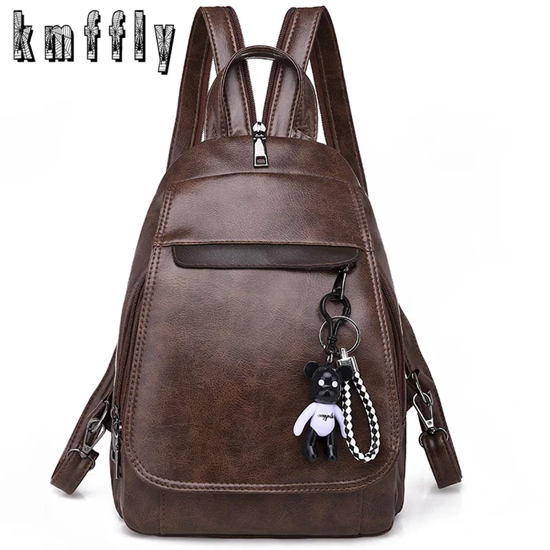 

2019 Women Anti-theft PU Leather Backpacks Female Ladies Backpacks For School Retro Sac a Dos Femme Female School Shoulder Bags