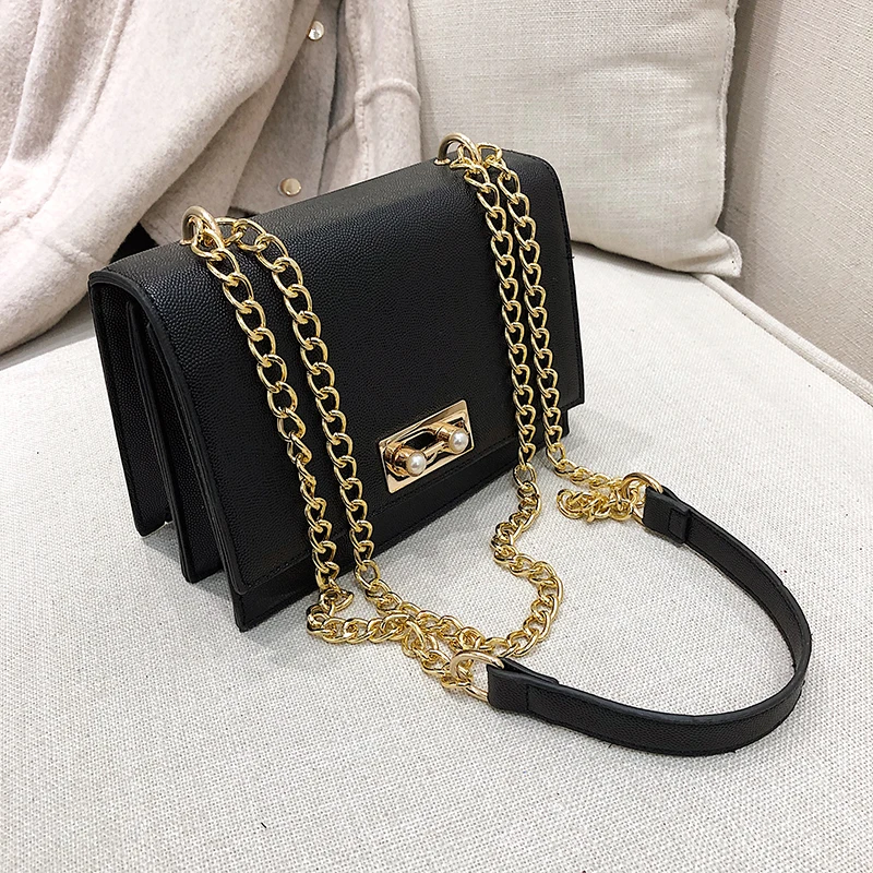 

New Women Bag Brand Designer Fish Seed Pattern Chain Handbags Pearl Lock Shoulder Bag Crossbody Bags Ladies Messenger Bags LC13