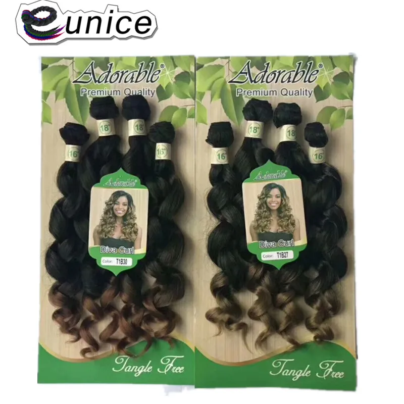 Пряди волос Eunice предварительно окрашенные 4 шт./упак. синтетические волосы