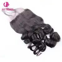 Hot Beauty Hair Peruvian Loose Wave Remy Hair 4X4 Free Part Pre Plucked Lace Closure 10-20 inch Natural Color 100% Human Hair