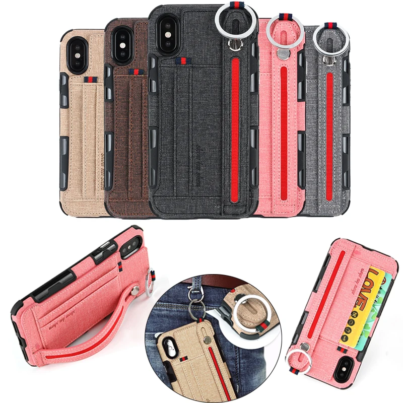 

Canvas Card Bracket Case for iphone XS Max XR Case iphone 7 X Cloth Wallet Cover for iphone 6 s 6s plus iphone 8 7 plus XS Coque