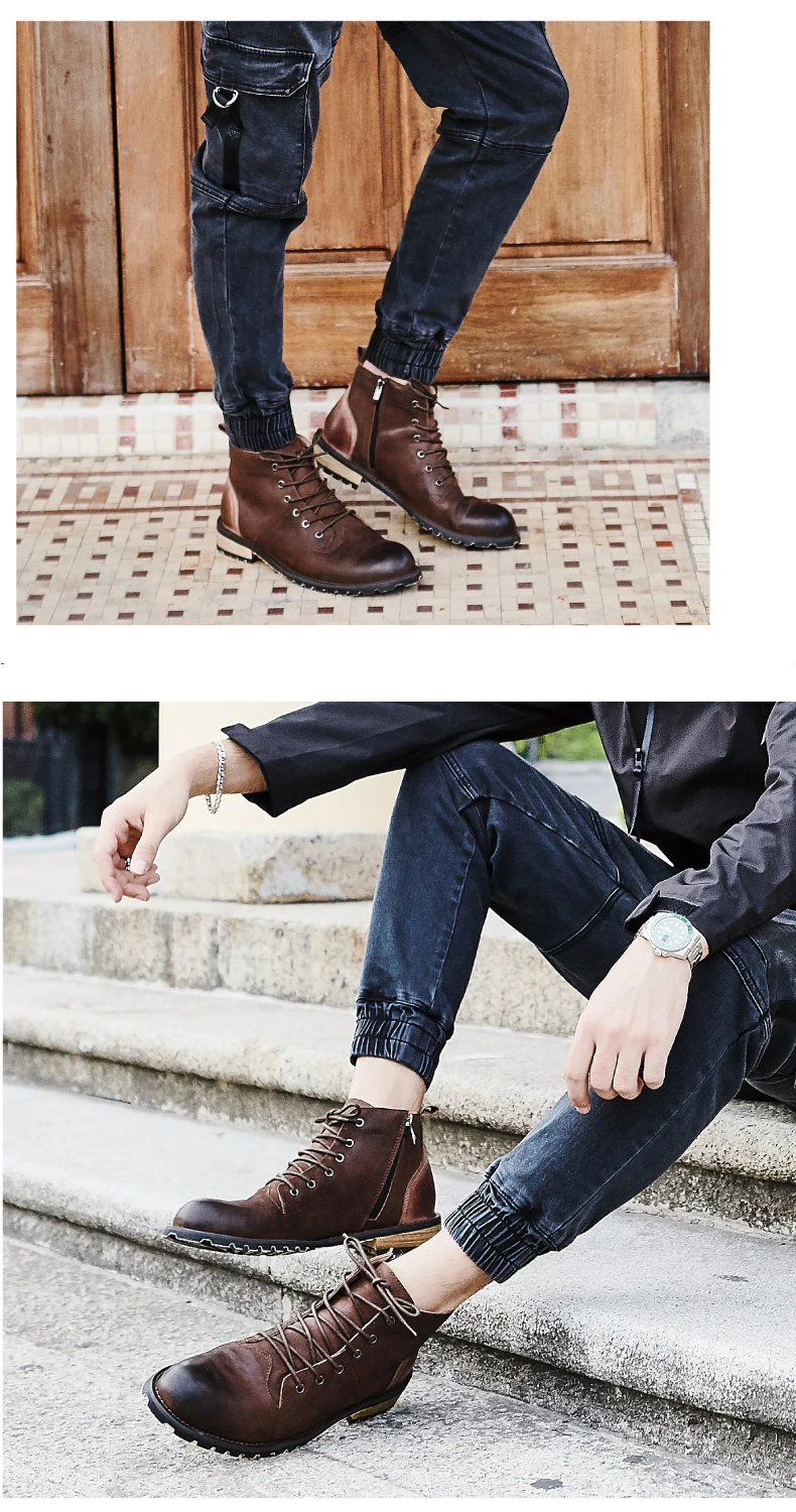 MYCOLEN/мужские ботинки из натуральной кожи; удобные зимние ботинки; рабочие ботинки; мужские модные зимние ботильоны; Мужская зимняя обувь
