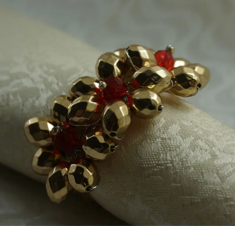 Серебристый акриловый кольцо-цветок для салфетки, кристалл beaed держатель для салфеток