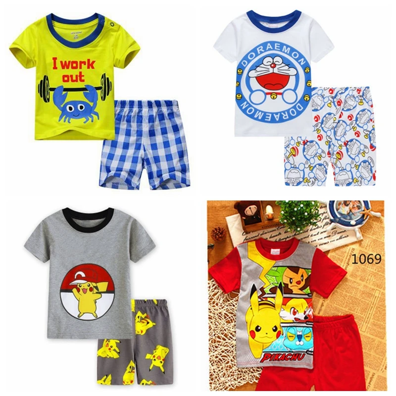 

Children's Summer Cartoon Boys Pajamas Sets Short Sleeve T-Shirts + Shorts Pants Baby KidsSleepwear Cotton Gilrs Pyjamas 2-7Y