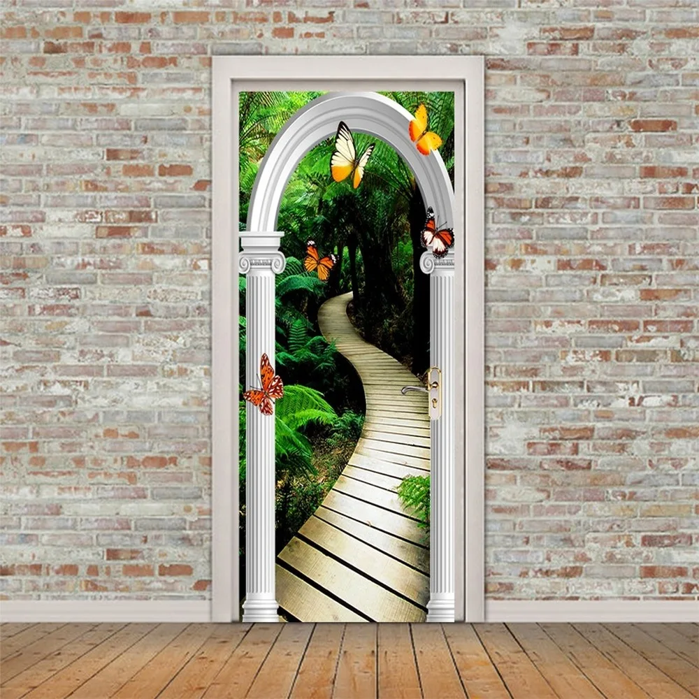 

3D Beautiful Landscape Door Sticker for Living Room Bedroom DIY PVC Self Adhesive Wallpaper Waterproof Mural Decal Dropship