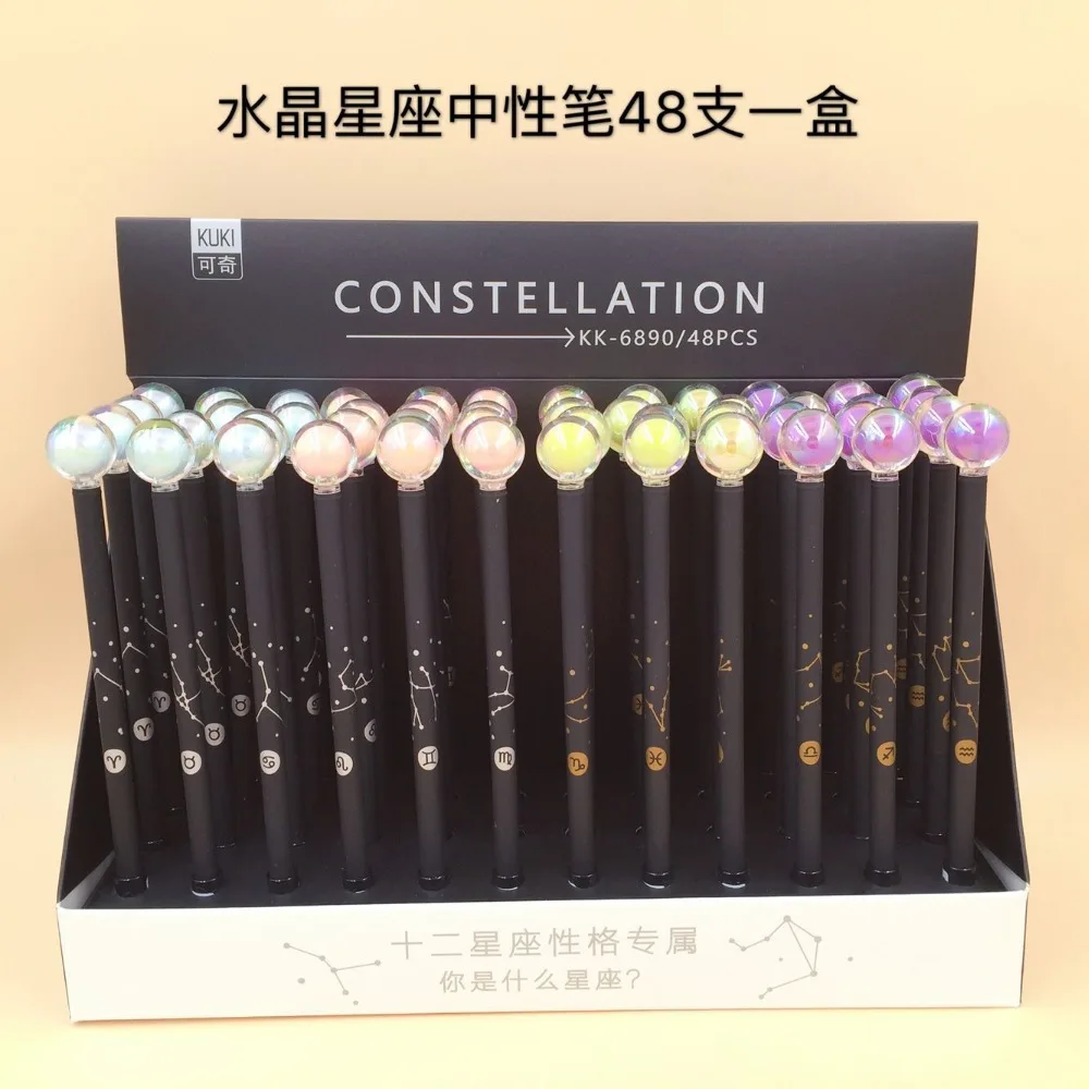 

48pcs/box Creative Cute Cartoon Gel Pen Crystal 12 Constellation Korean Sign Pen Office School Stationery Pen