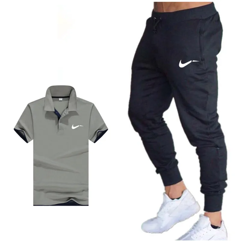 

New 2019 hot brand Summer Sale Men's Sets polo Shirts+pants Two Pieces Sets Casual Tracksuit Mens polo shirt Gyms Fitness suit