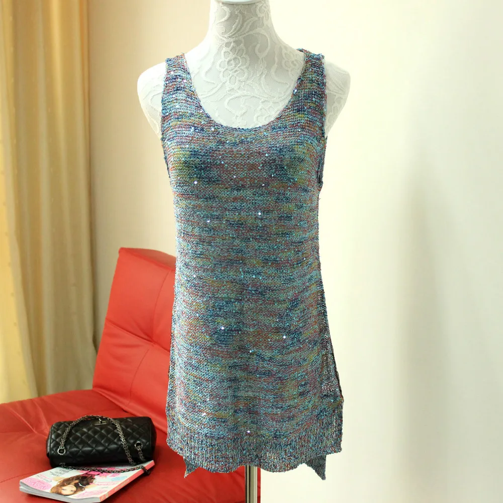 Модная трикотажная комбинированная кружевная юбка-жилет