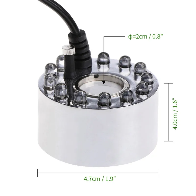12 LED Ultrasonic Water Fountain Mist Maker Fogger Pond Atomizer Air Humidifier Transducer Nebulizer Machine With Transformer (5)