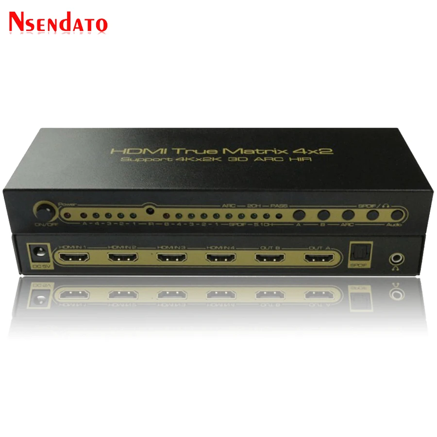 4K * 2K 30 Гц HDMI настоящая матрица 4X2 переключатель сплиттер для LPCM7.1 DTS Dolby ARC SPDIF 4 в 2