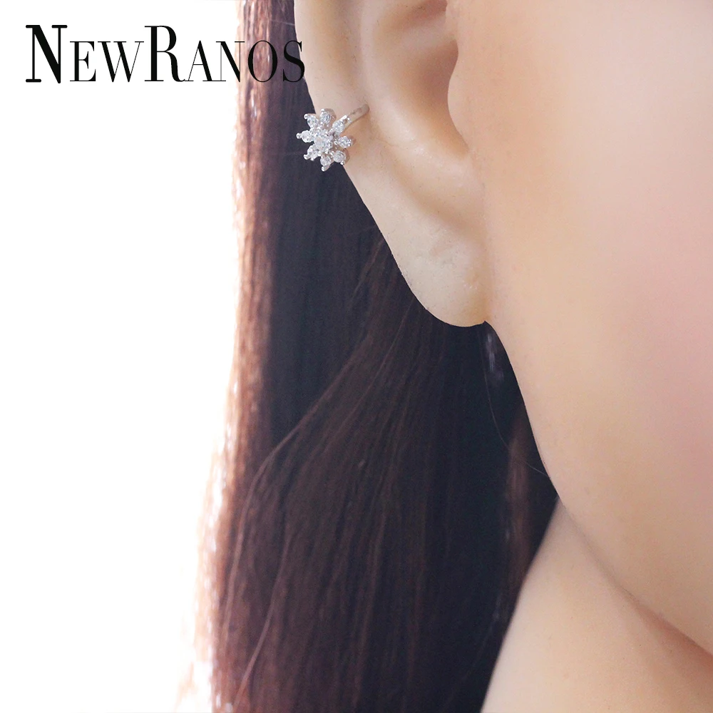 No pierced ear Clip Earrings Cubic Zirconias Crystal Women Ear Clip on Earrings Without Piercing