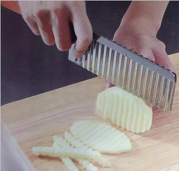 1Pc Stainless French Fry Cutter french fries knife Chip Dough Vegetable Carrot Blade Potato Peeler Crinkle Wavy Cutter Slicer