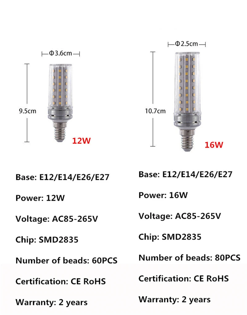 E27 Светодиодный светильник E14 светодиодный лампочка SMD2835 AC85-265V Кукуруза Лампа 12 Вт/16 Вт/20 Вт/24 Вт люстра светодиодный светильник для украшения дома ампул