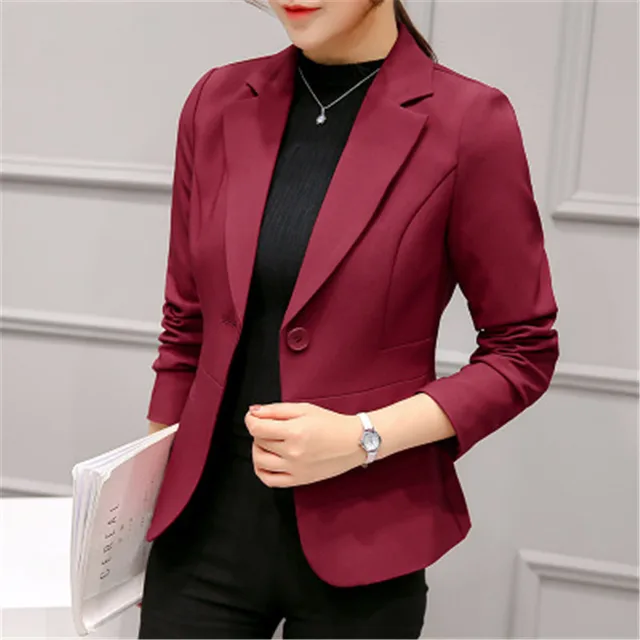 2018 Autumn winter new women red jacket Slim thin female suit long