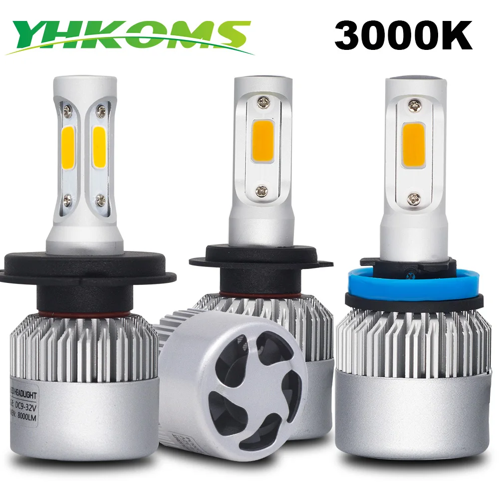 YHKOMS Автомобильные фары 3000K H4 H7 H11 светодиодные противотуманные H1 H3 9005 9006 H8 H9 880 881 H27