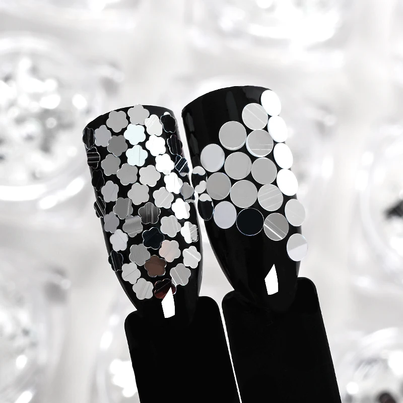 Блестки для ногтей голографические серебряные флаконы красочные круглые ромбы