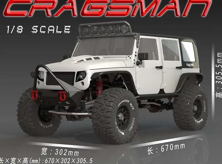 CRAGSMAN 1/8 масштаб тяги крови Дракон 4x4 супер гусеничный грузовик, RTR с светодиодный, бампер альпинистский автомобиль