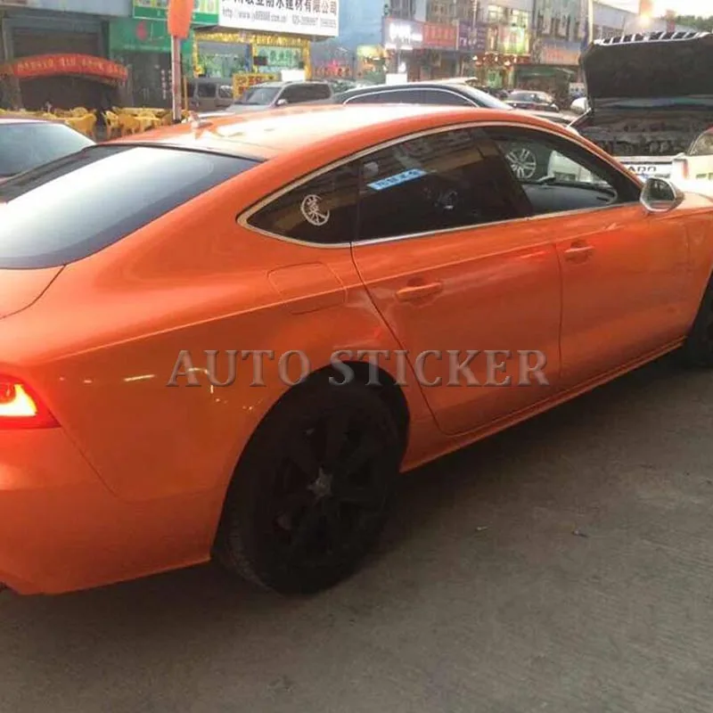 orange glossy metallic car wraps 16
