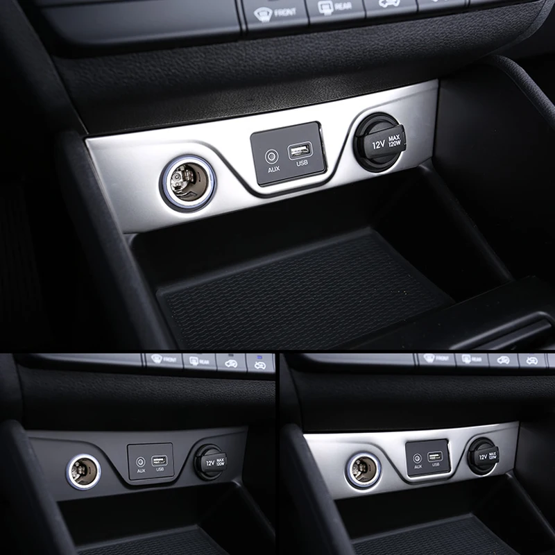 

Stainless steel For Hyundai Tucson Center Console Cigarette Lighter AUX USB Panel Cover Trim Car accessories Styling