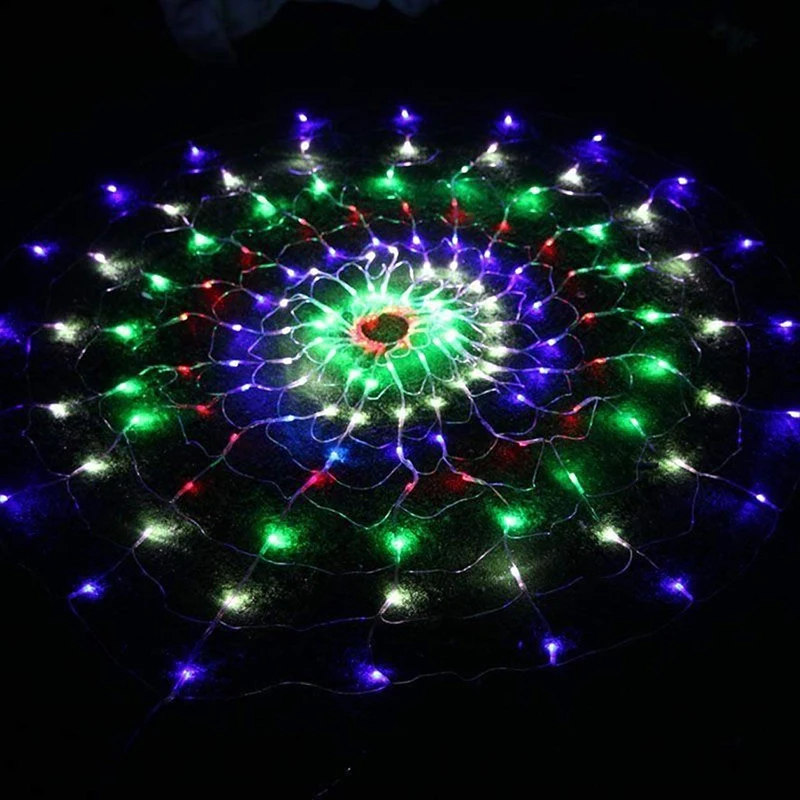 1.2m 120Leds 8 modes 220V Colorful Spider Web LED Net Mesh String Light Christmas Wedding Party new year garden Holiday Light
