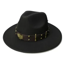 LUCKYLIANJI Ретро ребенок Винтаж шерсть широкополая шляпа Fedora панама джаз Bowler шляпа два пушки кожаный ремешок(54 см/регулируется