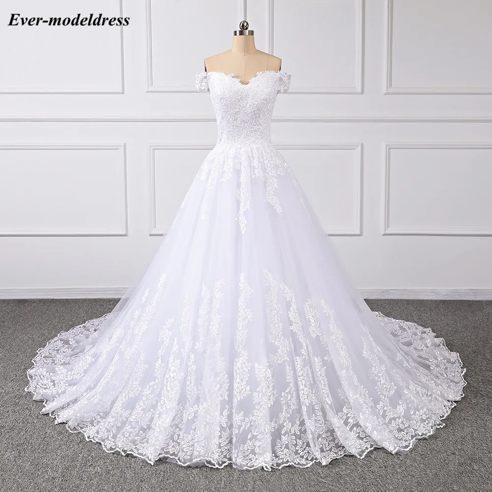 Vestido De Noiva, кружевное бальное платье, свадебное платье,, с открытыми плечами, милое, с открытой спиной, с аппликацией, Роскошные свадебные платья, Robe De Mariee