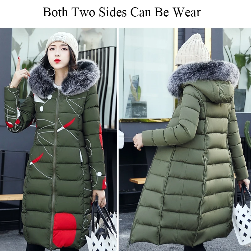 With fur hooded Woman Winter Jacket Women's Coat Plus Size 3XL Padded long Parka Outwear for women Jaquata Feminina Inverno