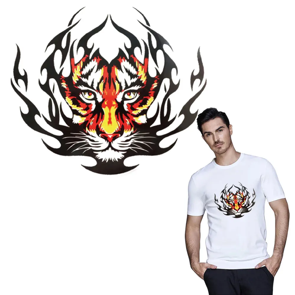 

Personalized tiger iron patch for clothes A-level patches heat transfer pyrography for DIY T-Shirt bags street fashion products