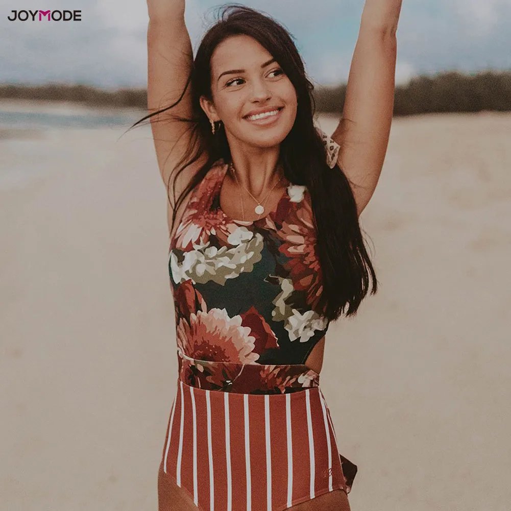 Монокини JOYMODE Цельный купальник купальники с высокой талией женский бикини 2019
