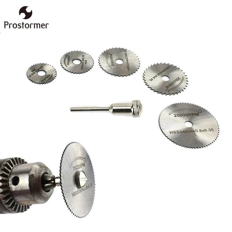 Prostormer 6pcs Mini HSS Circular Saw Blade Rotary Tool For Metal