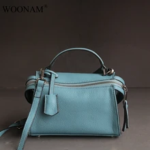 WOONAM Женская модная сумка Топ скрывает из натуральной телячьей кожи на молнии Бостонская сумка через плечо с верхней ручкой WB910