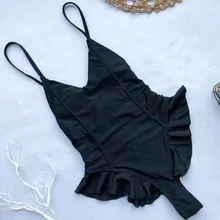 4 цвета, новинка, женская одежда для плавания, гофрированный v-образный вырез, Цельный купальник, Женский Монокини, сексуальный купальник, стринги, купальник, одежда для плавания для женщин