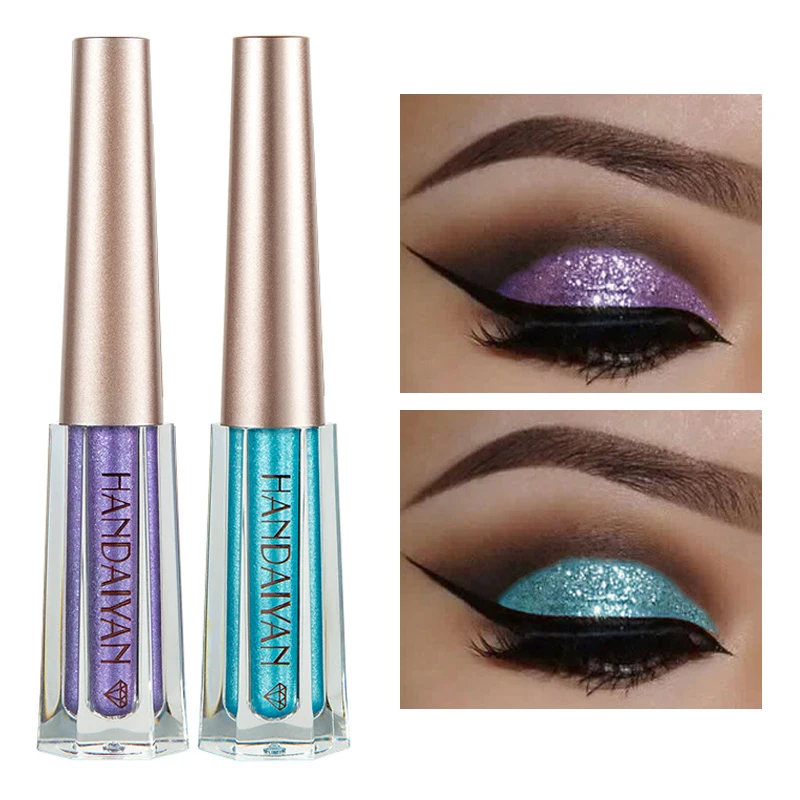 

HANDAIYAN Glitter Eye Shadow 12 Colors Shimmer Liquid Eyeshadow Metallic Pigment Diamond Eyesahdow Liquid Eyes Makeup Pigment