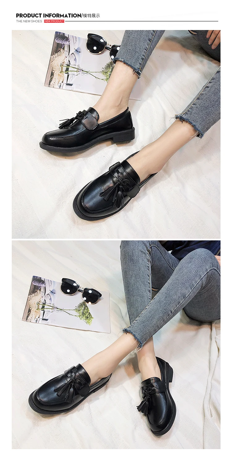 New Spring Party Shoes Women Oxfords Flat Slip-on Fashion Platform With Fringe British Style Shoes Round Toe Casual Shoes